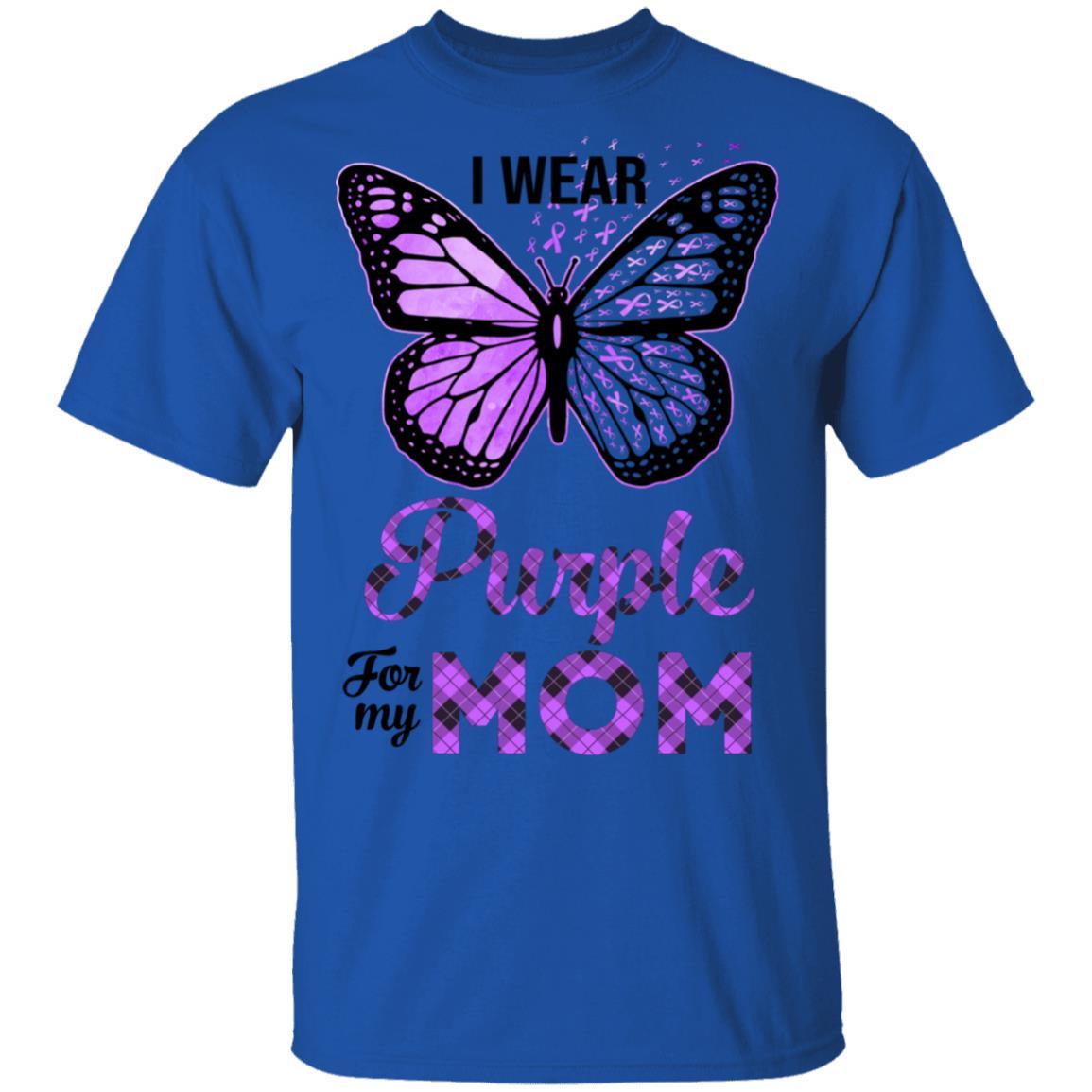 I Wear Purple For My Mom Butterfly Alzheimer's Awareness-T-Shirt & Hoodie-Classic T-Shirt-Royal
