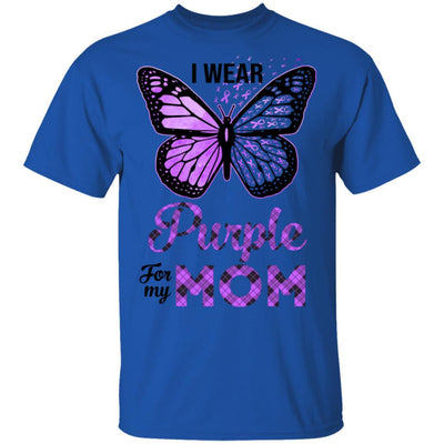 I Wear Purple For My Mom Butterfly Alzheimer's Awareness-T-Shirt & Hoodie-Classic T-Shirt-Royal