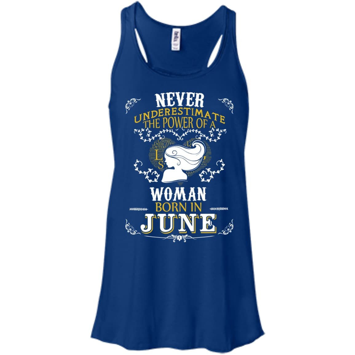 A Woman Born In JUNE-T-Shirt & Hoodie-Women's Flowy Racerback Tank-True Royal