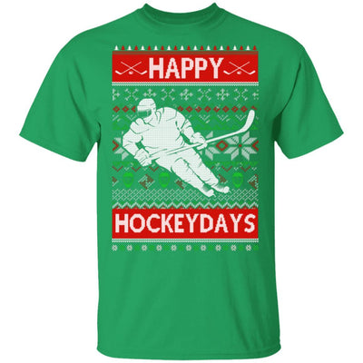 Happy Hockeydays Ice Hockey Christmas Ugly Xmas Pajamas-T-Shirt & Sweatshirt-Classic T-Shirt-Irish Green