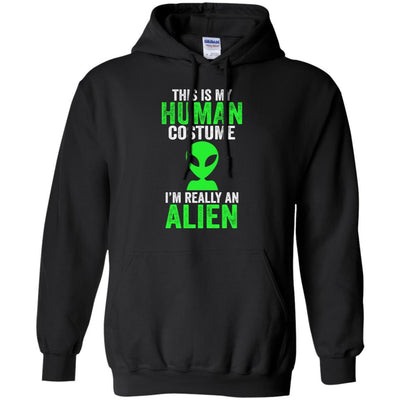 This Is My Human Costume Im Really An Alien Halloween-T-Shirt & Hoodie-Pullover Hoodie-Black