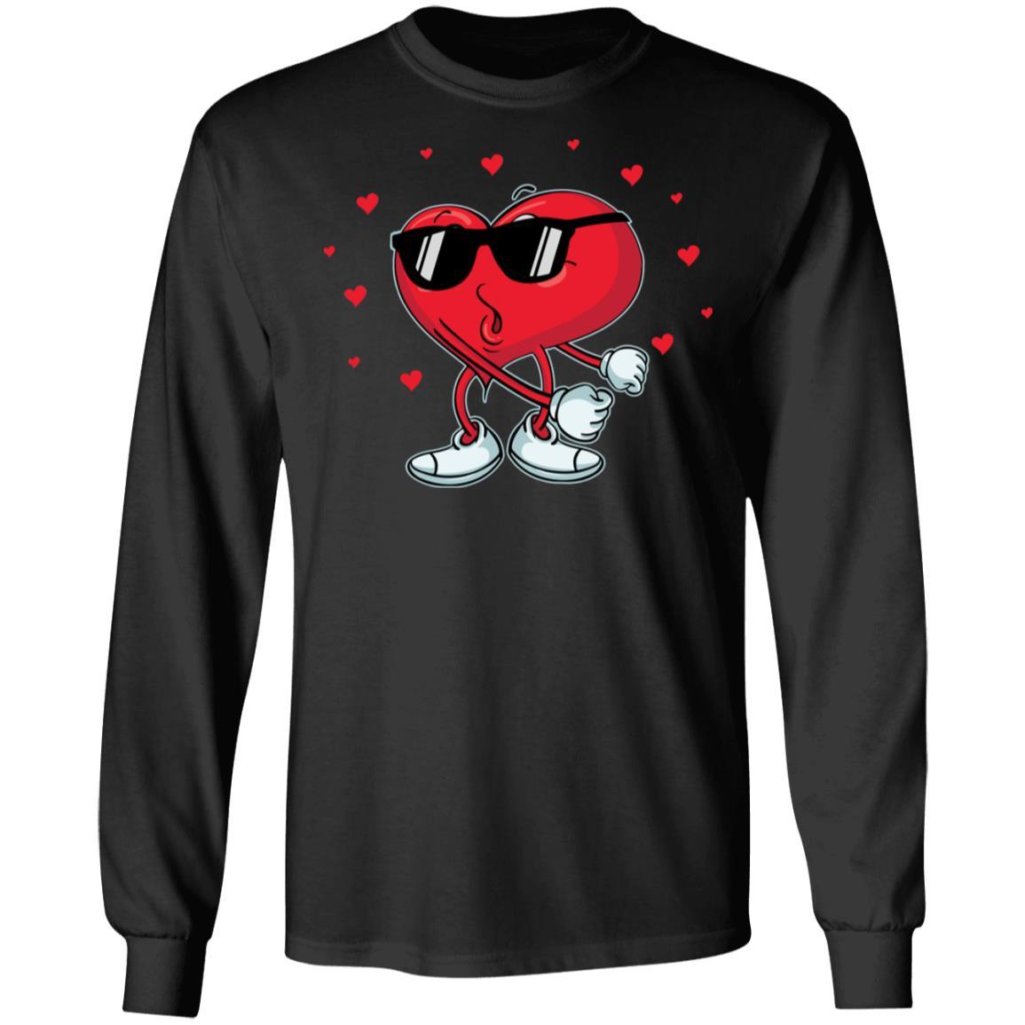 Valentine's Day Heart Doing The Floss Dance-T-Shirt & Hoodie-Long Sleeve T-Shirt-Black