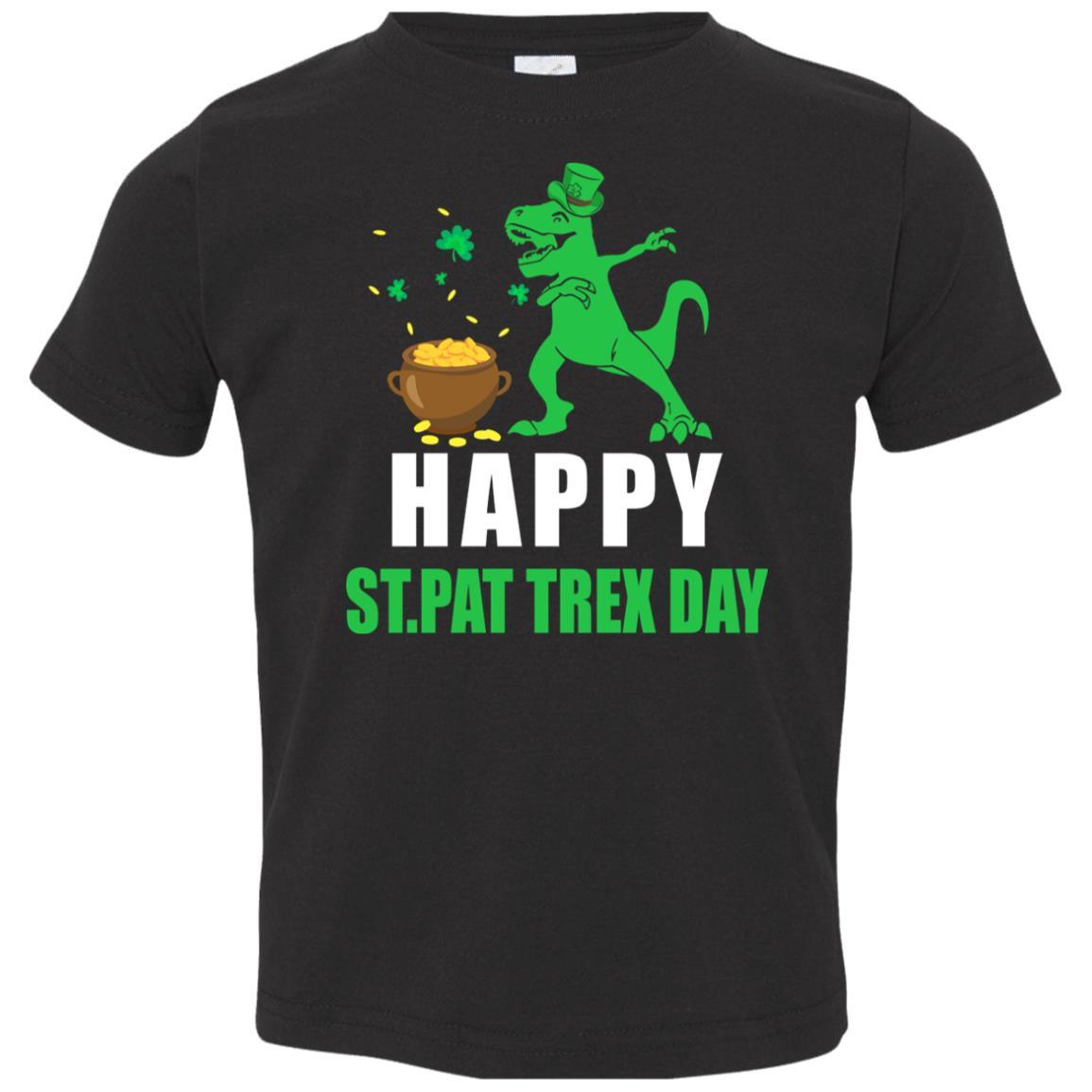 Happy St Pat T-Rex Day Dinosaur St Patrick's Day Youth-Youth Shirt-Toddler T-Shirt-Black