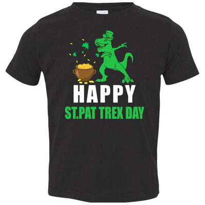 Happy St Pat T-Rex Day Dinosaur St Patrick's Day Youth-Youth Shirt-Toddler T-Shirt-Black