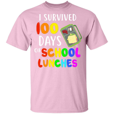 I Survived 100 Days School Lunches Kids Youth-Youth Shirt-Youth T-Shirt-Light Pink