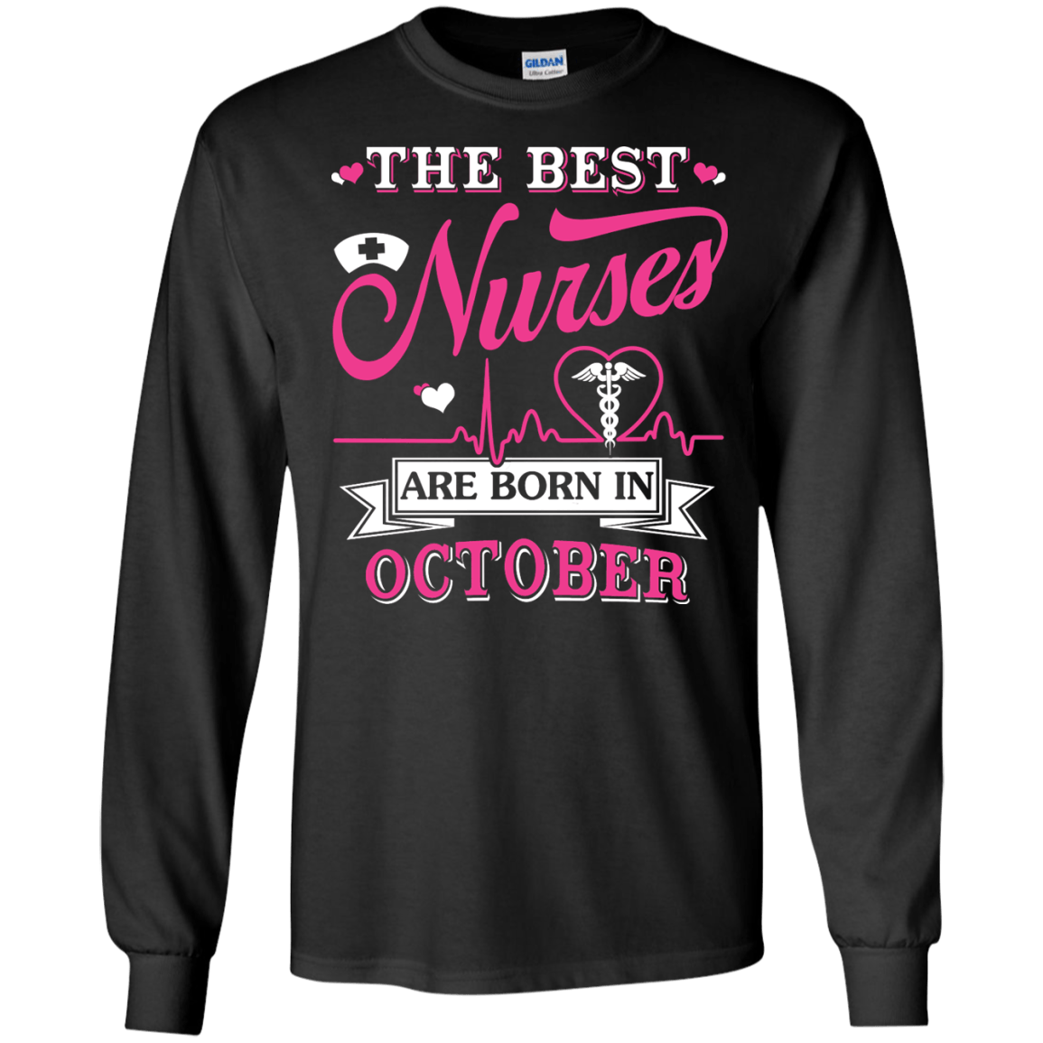 The Best Nurses Are Born In October-T-Shirt & Hoodie-Long Sleeve T-Shirt-Black