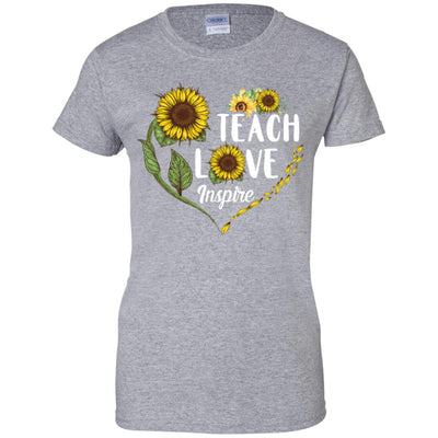 Sunflower Teach Love Inspire Teaching Gift For Teacher-T-Shirt & Hoodie-Women's T-Shirt-Sport Grey