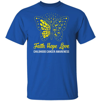 Faith Hope Love Gold Butterfly Childhood Cancer Awareness-T-Shirt & Hoodie-Classic T-Shirt-Royal