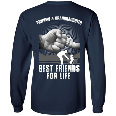 Pawpaw And Granddaughter Best Friends For Life-T-Shirt & Hoodie-Long Sleeve T-Shirt-Navy