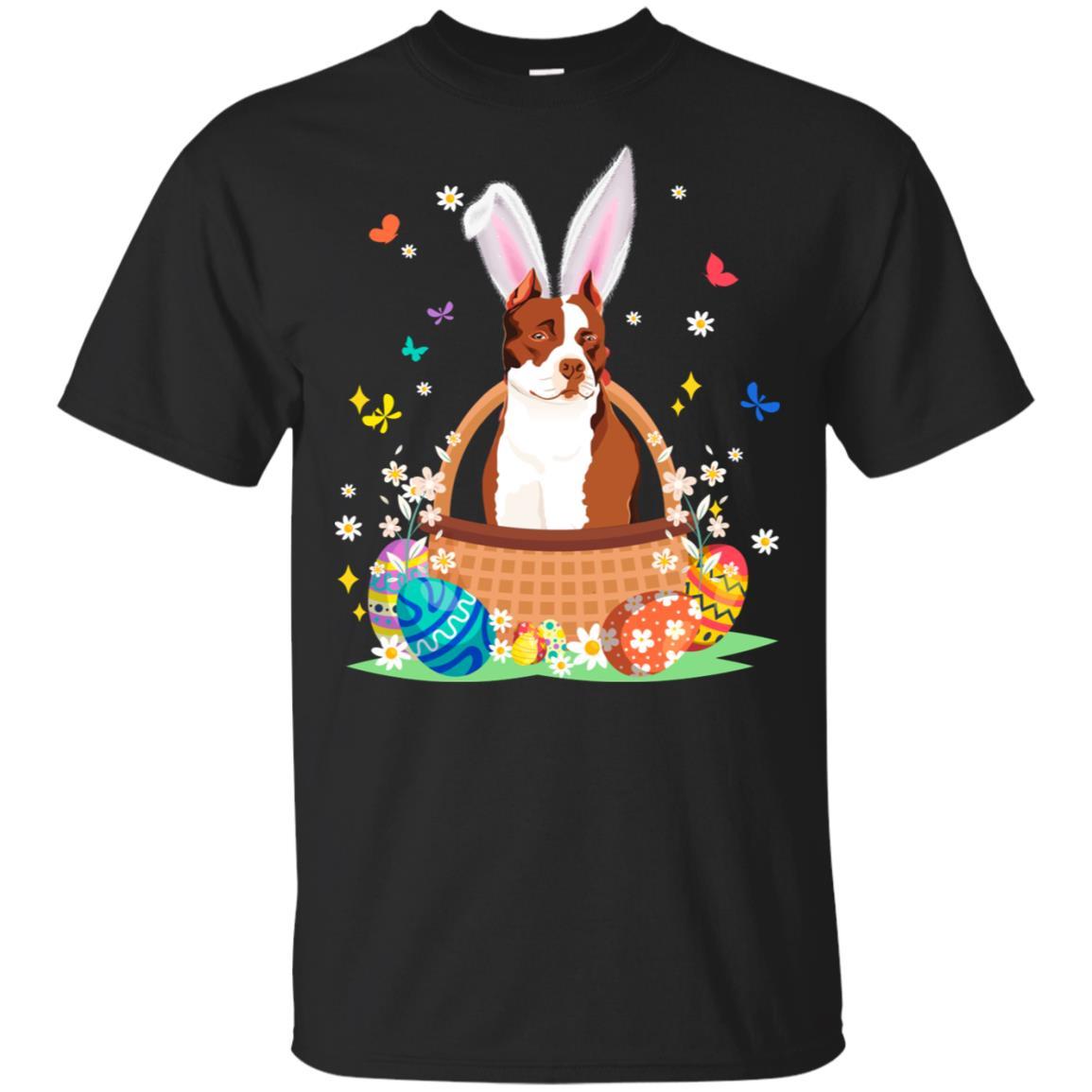 Pit bull Bunny Hat Rabbit Easter Eggs-T-Shirt & Hoodie-Classic T-Shirt-Black