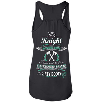 Turns out to be a LUMBERJACK In Dirty Boots-T-Shirt & Hoodie-Women's Flowy Racerback Tank-Black