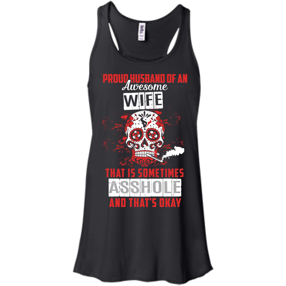 Proud Husband Of An Awesome Wife-T-Shirt & Hoodie-Women's Flowy Racerback Tank-Black