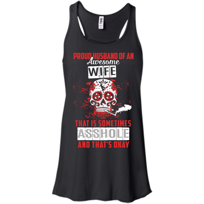 Proud Husband Of An Awesome Wife-T-Shirt & Hoodie-Women's Flowy Racerback Tank-Black