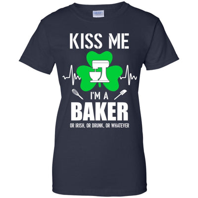 Kiss Me Im A Baker On Irish Or Drunk Or Whatever-T-Shirt & Hoodie-Women's T-Shirt-Navy