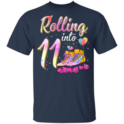 11 Years Old Birthday Girls Roller Skates 80's 11th Birthday Youth-Youth Shirt-Youth T-Shirt-Navy