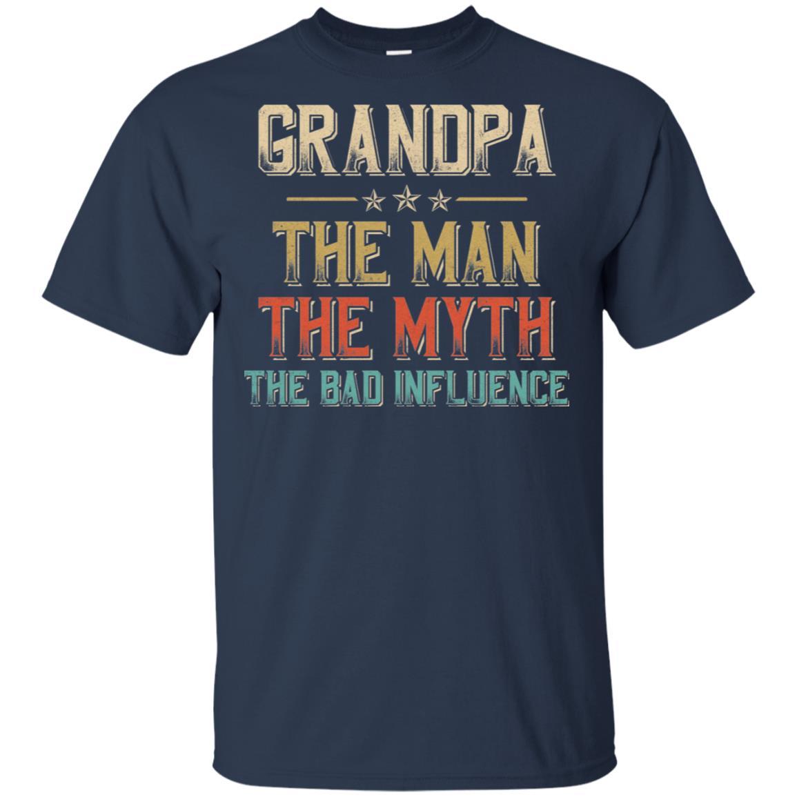 Vintage Grandpa The Man The Myth The Bad Influence-T-Shirt & Hoodie-Classic T-Shirt-Navy