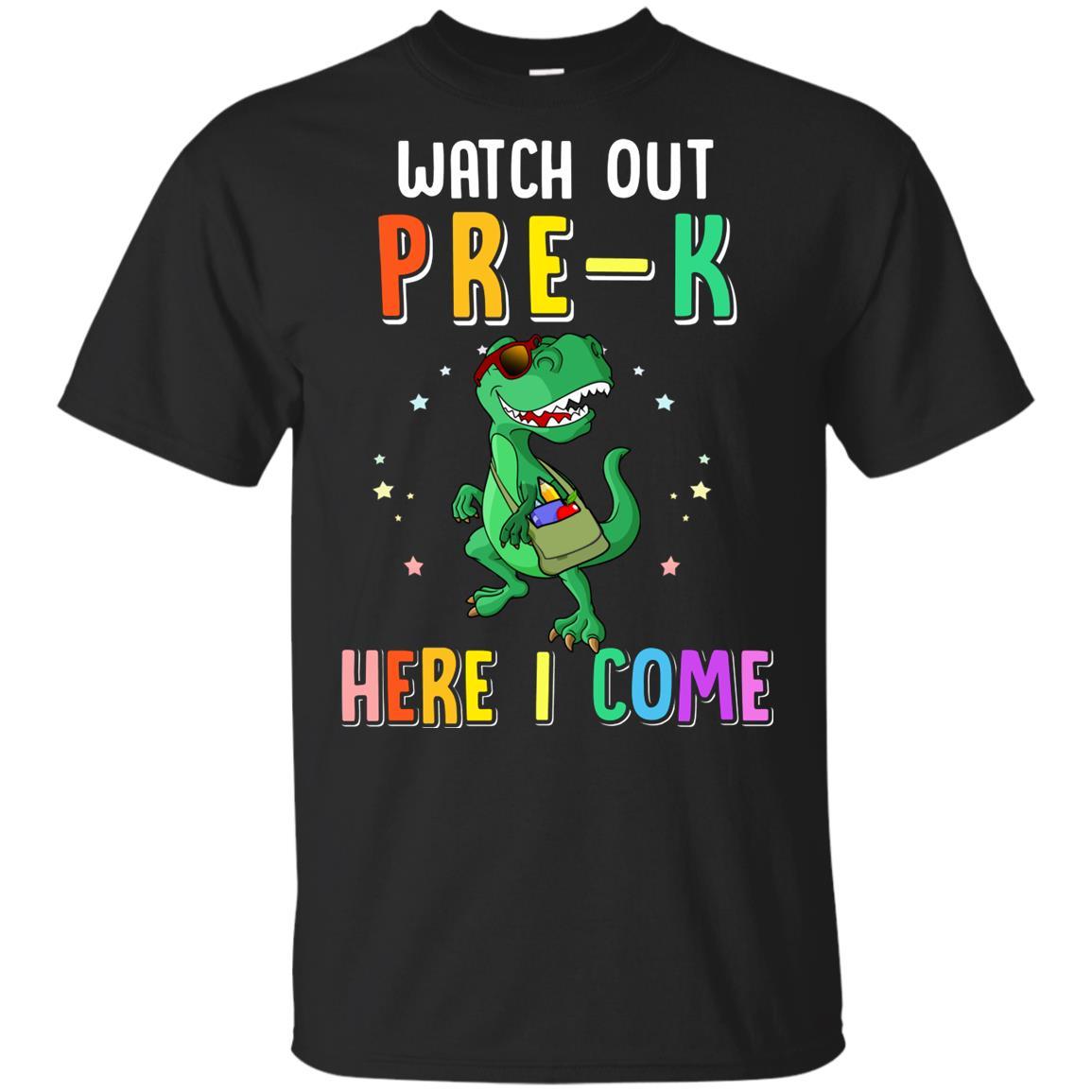 Pre-K Here I Come Dinosaur Back To School Youth-Youth Shirt-Youth T-Shirt-Black