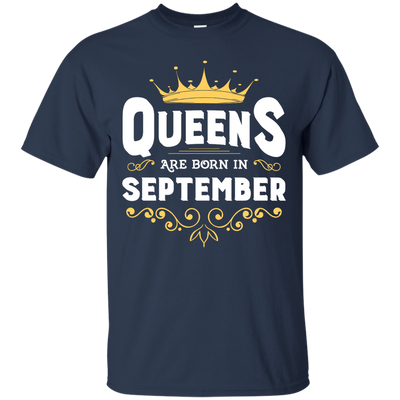 Queens Are Born In September-T-Shirt & Hoodie-Classic T-Shirt-Navy