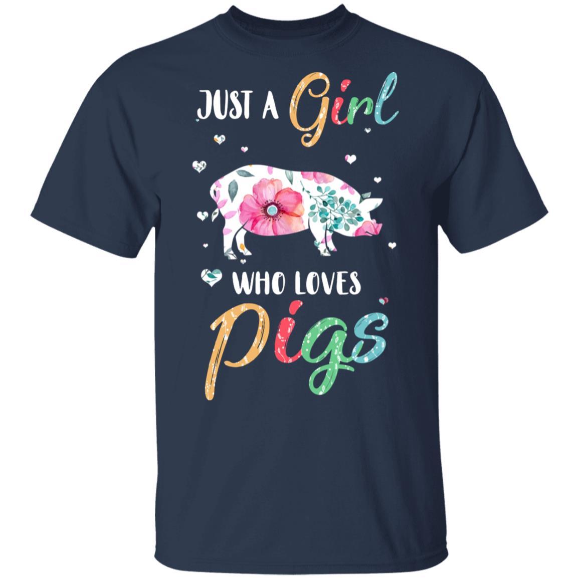 Just A Girl Who Loves Pigs Cute Pig Lover-T-Shirt & Hoodie-Classic T-Shirt-Navy