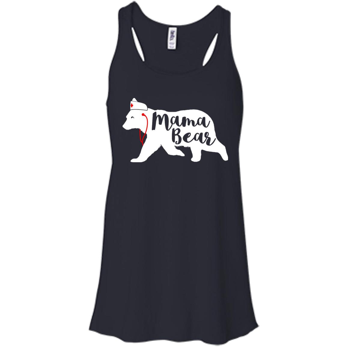 Nurse Mama Bear-T-Shirt & Hoodie-Women's Flowy Racerback Tank-Midnight
