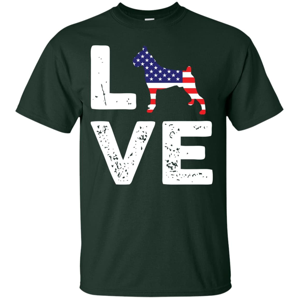 American Flag Dog Boxer Love-T-Shirt & Hoodie-Classic T-Shirt-Forest Green