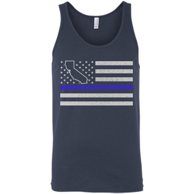 California Thin Blue Line Police State-T-Shirt & Hoodie-Unisex Tank-Navy