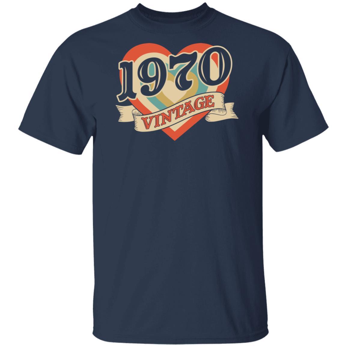 51th Birthday Gifts Classic Retro Heart Vintage 1970-T-Shirt & Tank Top-Classic T-Shirt-Navy