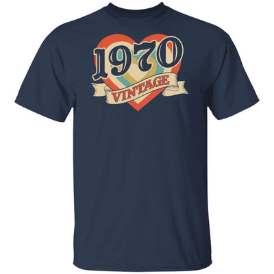 51th Birthday Gifts Classic Retro Heart Vintage 1970-T-Shirt & Tank Top-Classic T-Shirt-Navy