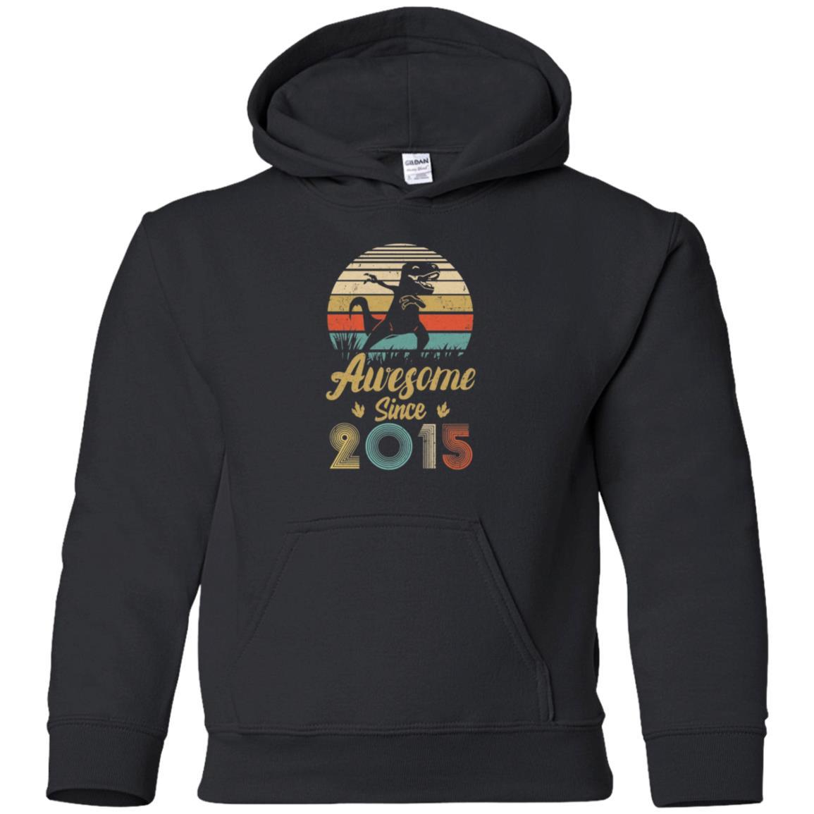 Awesome Since 2015 6th Years Old Dinosaur Birthday Gift Youth-Youth Shirt-Youth Pullover Hoodie-Black