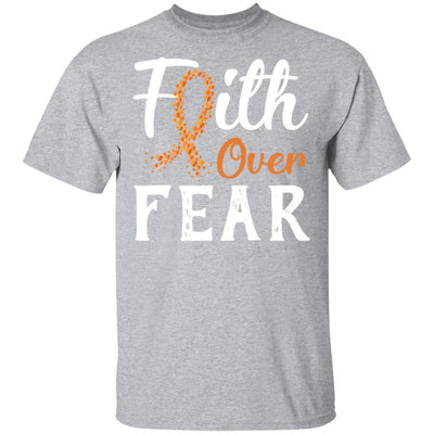 MS Leukemia Awareness Orange Ribbon Faith Over Fear-T-Shirt & Hoodie-Classic T-Shirt-Sport Grey