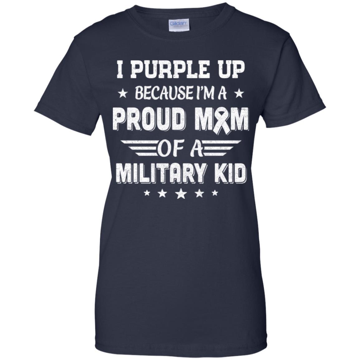 I Purple Up Proud Mom Of A Military Kid Child-T-Shirt & Hoodie-Women's T-Shirt-Navy