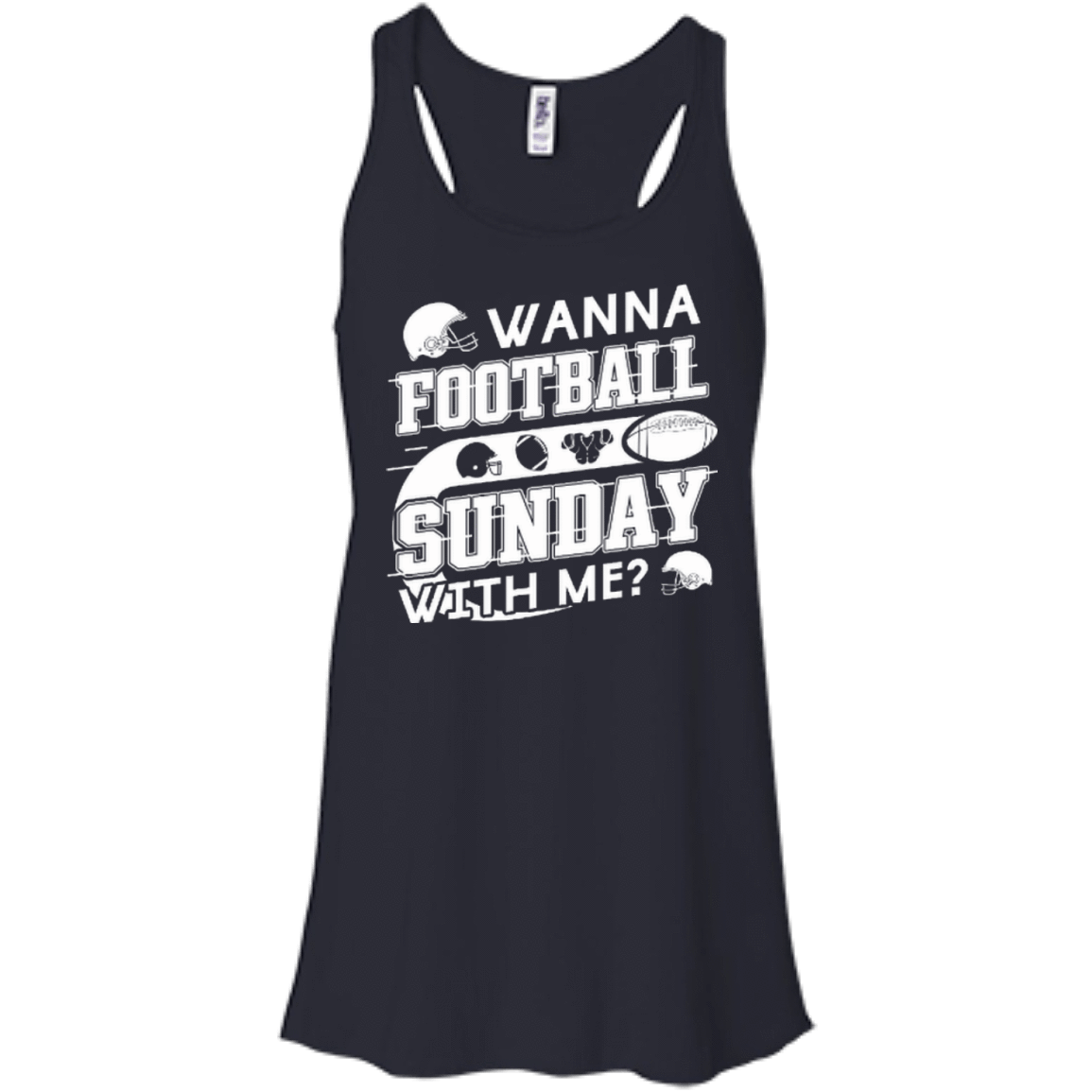 WANNA FOOTBALL SUNDAY WITH ME-T-Shirt & Hoodie-Women's Flowy Racerback Tank-Midnight