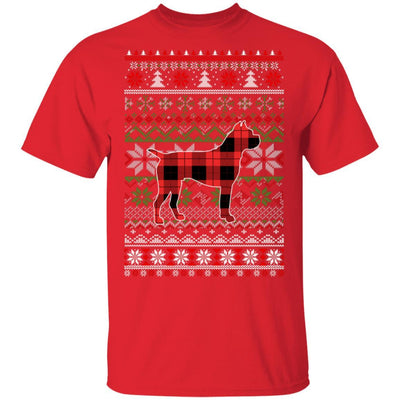 Boxer Red Plaid Ugly Christmas Sweater Funny Gifts-T-Shirt & Sweatshirt-Classic T-Shirt-Red