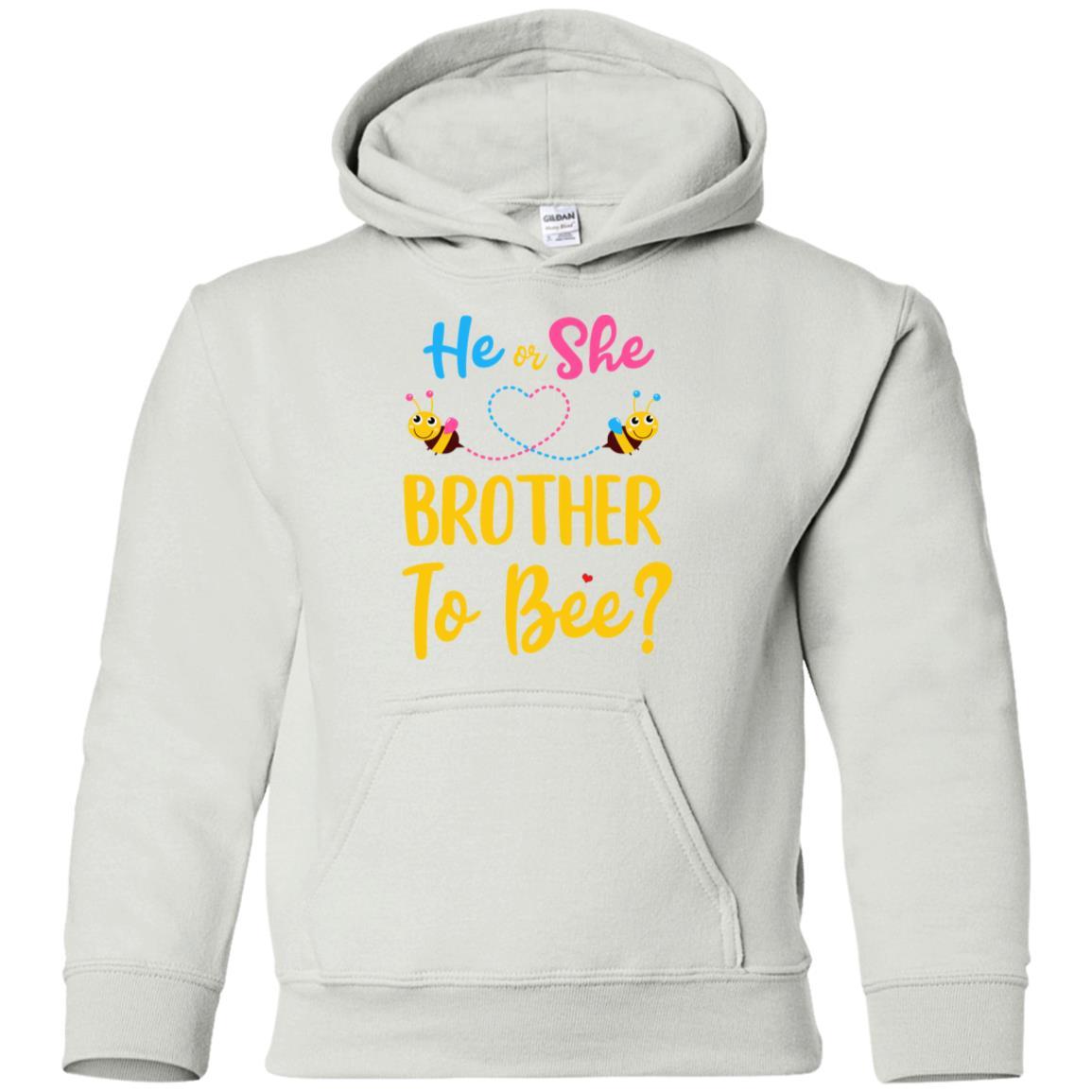 Gender Reveal Pink Blue What Will It Bee He Or She Brother Youth-Youth Shirt-Youth Pullover Hoodie-White