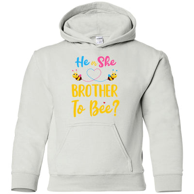 Gender Reveal Pink Blue What Will It Bee He Or She Brother Youth-Youth Shirt-Youth Pullover Hoodie-White