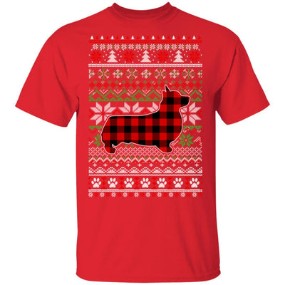 Corgi Red Plaid Ugly Christmas Sweater Gifts-T-Shirt & Sweatshirt-Classic T-Shirt-Red