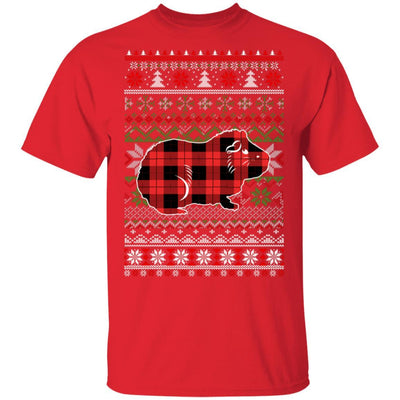 Guinea Pig Red Plaid Ugly Christmas Sweater Funny Gifts-T-Shirt & Sweatshirt-Classic T-Shirt-Red