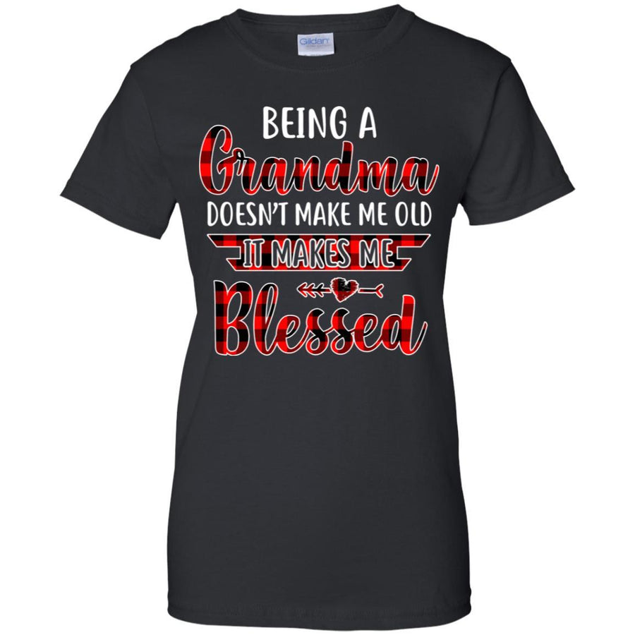 Red Plaid Funny Being A Grandma Doesn't Make Me Old-T-Shirt & Hoodie-Women's T-Shirt-Black