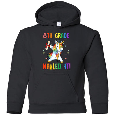 Dabbing 8th Grade Unicorn Nailed It Graduation Class Of 2021 Youth-Youth Shirt-Youth Pullover Hoodie-Black