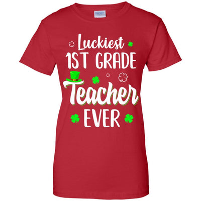 Luckiest 1st Grade Teacher Ever Irish St Patricks Day-T-Shirt & Hoodie-Women's T-Shirt-Red