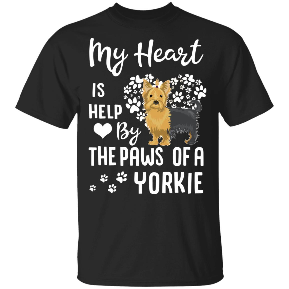 My Heart Is Held By The Paws Of A Yorkie Lover-T-Shirt & Hoodie-Classic T-Shirt-Black