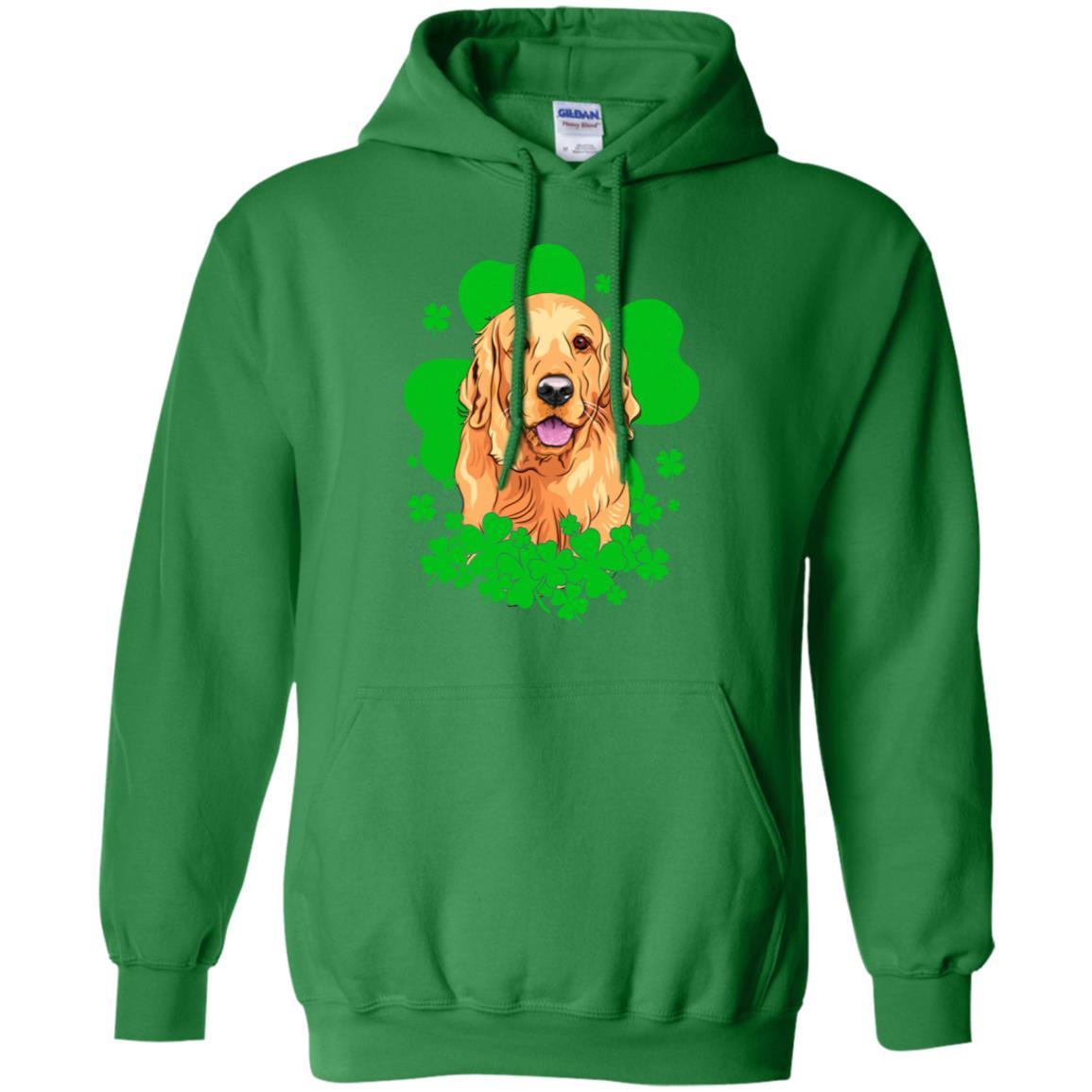 Golden Retriever St. Patrick's Day Clovers-T-Shirt & Hoodie-Pullover Hoodie-Irish Green