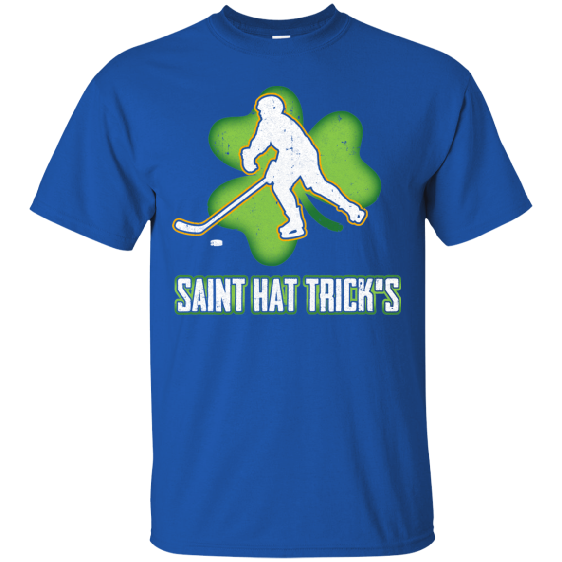 Saint Hat Trick's Hockey Shamrock St Patricks Day-T-Shirt & Hoodie-Classic T-Shirt-Royal