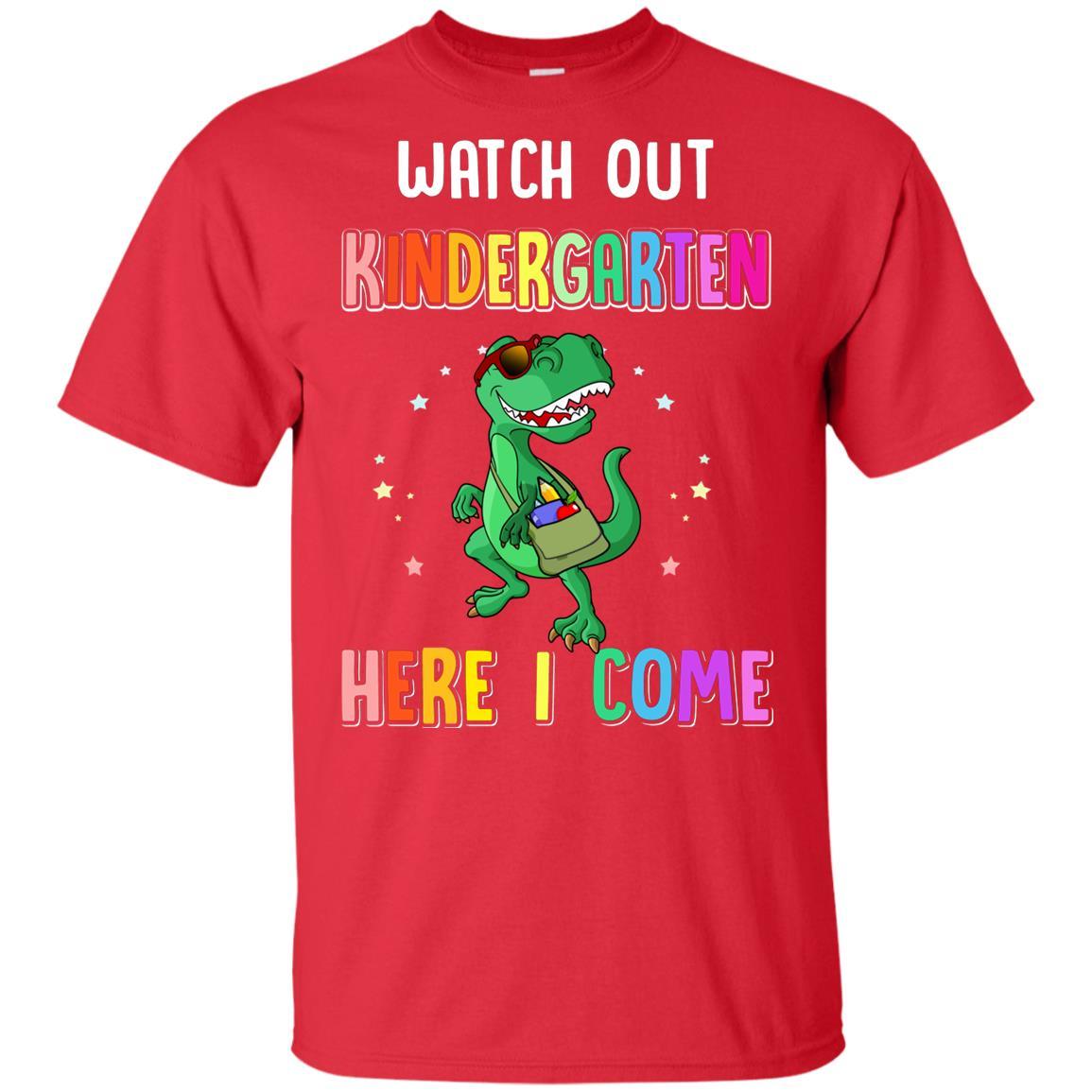 Kindergarten Here I Come Dinosaur Back To School Youth-Youth Shirt-Youth T-Shirt-Red