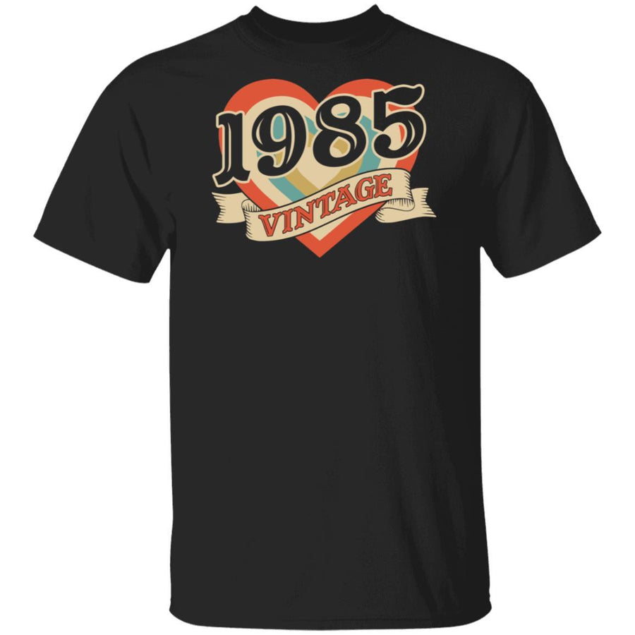 36th Birthday Gifts Classic Retro Heart Vintage 1985-T-Shirt & Tank Top-Classic T-Shirt-Black
