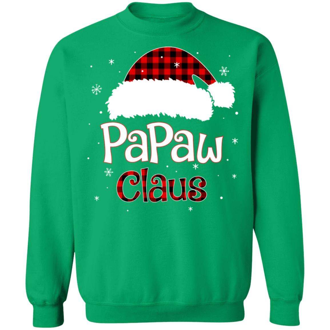 Santa PaPaw Claus Red Plaid Family Pajamas Christmas Gift-T-Shirt & Sweatshirt-Crewneck Sweatshirt-Irish Green