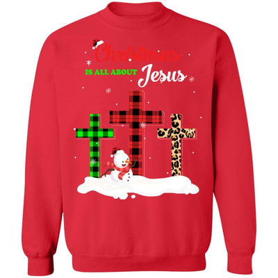Christmas Is All About Jesus Love Christ Xmas Gifts-T-Shirt & Sweatshirt-Crewneck Sweatshirt-Red
