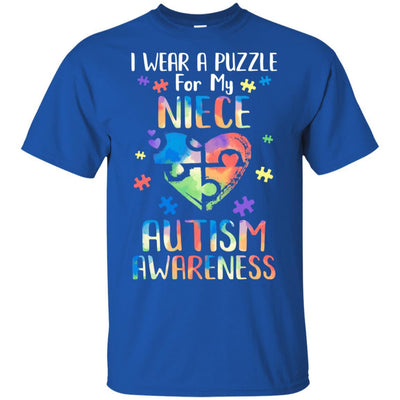 I Wear A Puzzle For My Niece Autism Awareness-T-Shirt & Hoodie-Classic T-Shirt-Royal