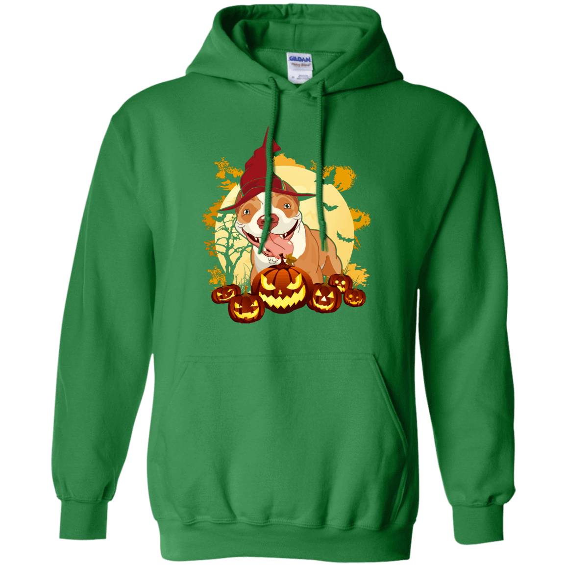 Pitbull Halloween Pumpkin-T-Shirt & Hoodie-Pullover Hoodie-Irish Green