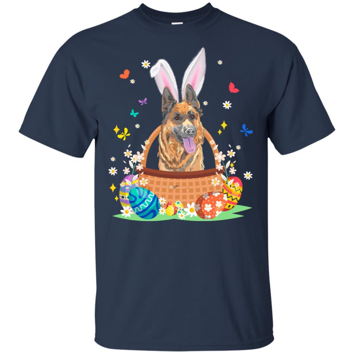 German Shepherd Bunny Hat Rabbit Easter Eggs-T-Shirt & Hoodie-Classic T-Shirt-Navy
